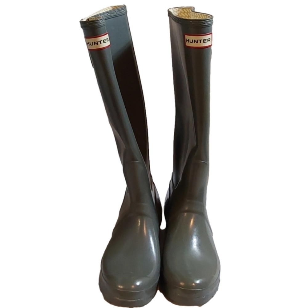 HUNTER ORIGINAL TALL RAIN BOOTS IN GLOSS GRAY -W23616‎  SIZE 6M NWOT